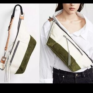 Rag & Bone Elliot Bum Bag Rehab Bag Fanny Pack Ivory & Green Fits Large-2X